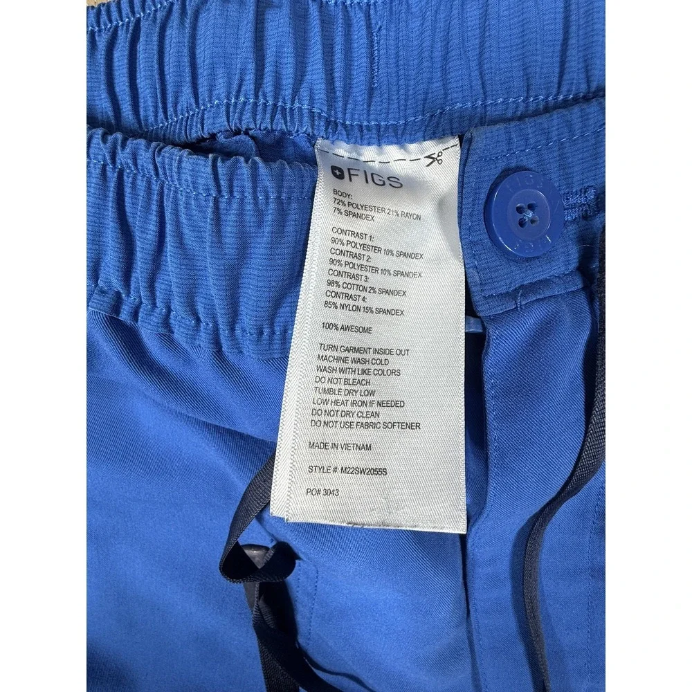FIGS Cairo Cargo‎ Pants Mens Small Blue Button Jogger Scrub Workwear Nurse